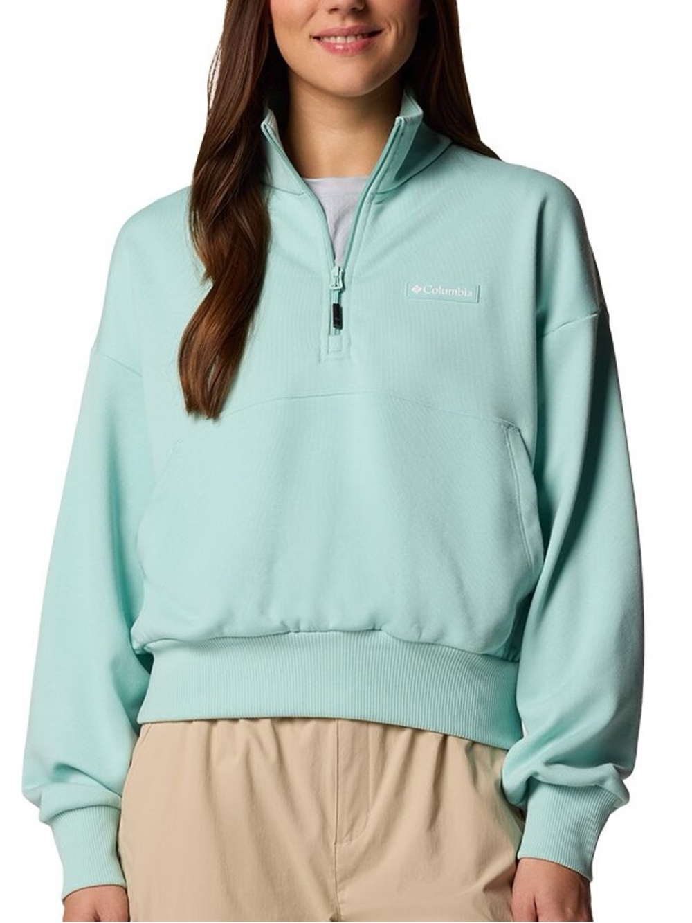 Columbia Trek French Terry Half Zip Pullover Mint Green L